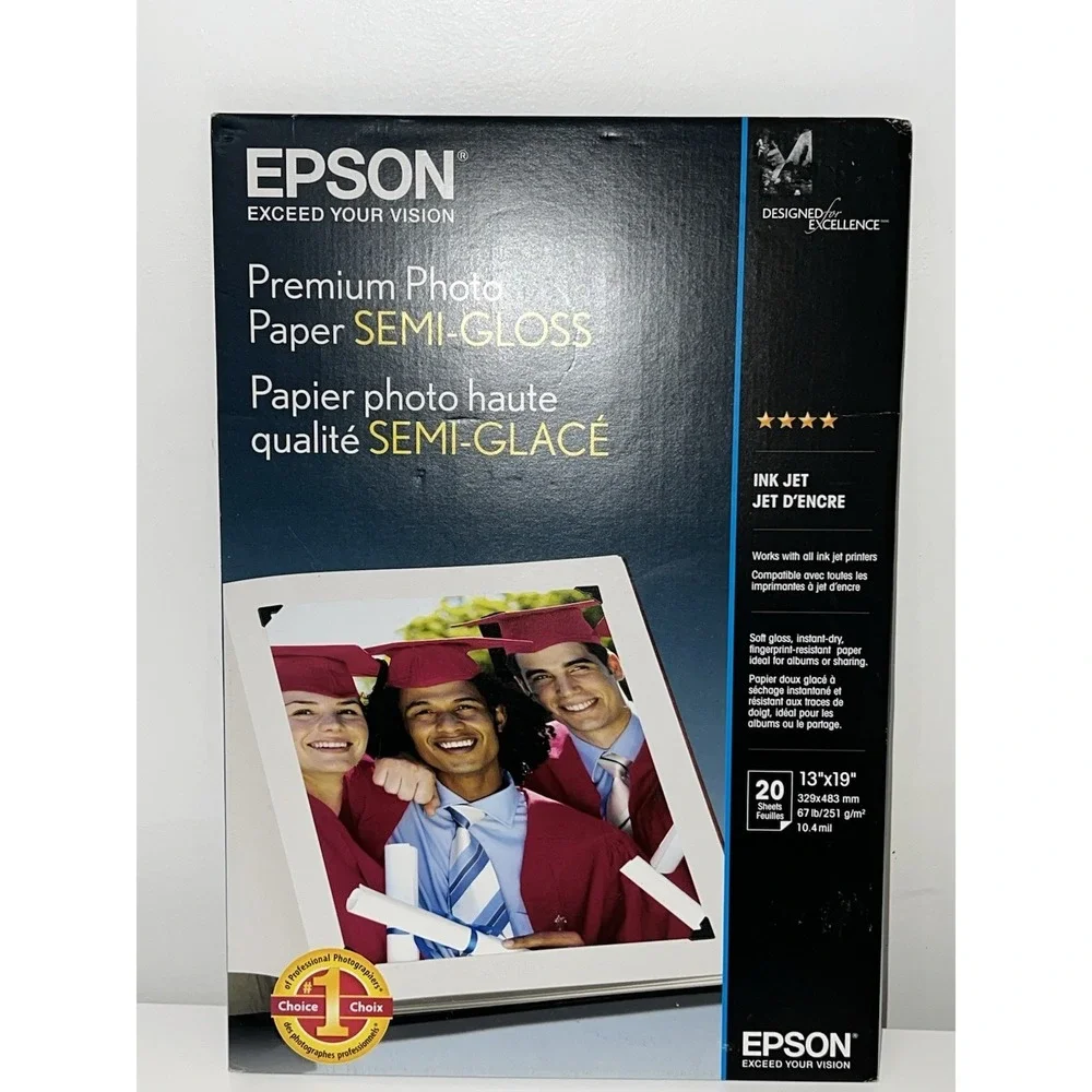 Epson Premium Photo Paper Semi-Gloss, 13 X 19 Inches, 20 Sheets (4/#0)